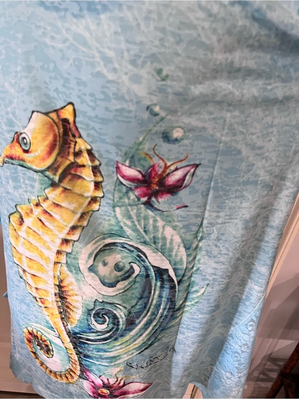 Light Blue Sequin Seahorse Tee - Picture 5 of 11